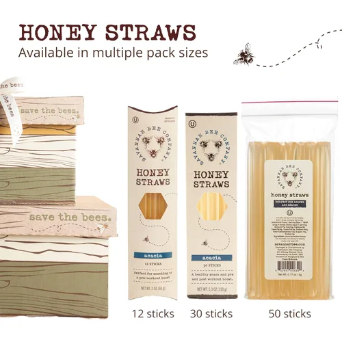 Vista 7 de Savannah Bee Company Honey Straws - Pajitas de Miel de Acacia Pura y Totalmente Natural Hechas en EE.UU. - Aperitivos Saludables para Niños