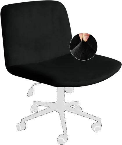 Vista 11 de NICEEC Funda para silla cruzada sin brazos, para oficina, dormitorio, escritorio, tocador, computadora, respaldo medio, asiento ancho sin protector