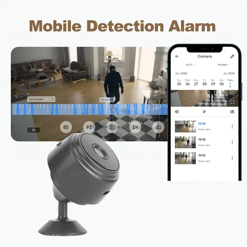 Vista 2 de ASHATA Cámara de seguridad inteligente, pantalla en tiempo real, detección de movimiento, gran angular de 120°, ángulo horizontal de 90°, mini