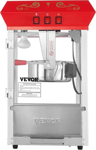 Vista 9 de VEVOR - Máquina comercial para hacer palomitas, hervidor de 8 oz, máquina de palomitas de 850 W para 48 tazas por tanda, máquina de palomitas
