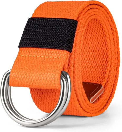 Vista 17 de Cinturón para mujeres y hombres de lona con hebilla negra 1 1/2" de ancho extra larga color sólido