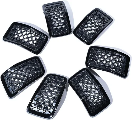 Vista 12 de Juego de insertos de rejilla de malla de panal de abeja, color negro, kit de moldura cromada compatible con Jeep Cherokee 2014-2018