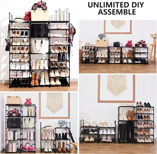 Vista 5 de Mavivegue Zapatero de metal de 9 niveles – Capacidad para 50 – 55 pares, estante de almacenamiento alto para zapatos, botas, entrada, armario, garaje