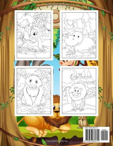 Vista 2 de Zoo Animals Coloring Book Super Fun Coloring Book Of Zoo and Wild Animals, For Kids, Boys and Girls, 58 Pages