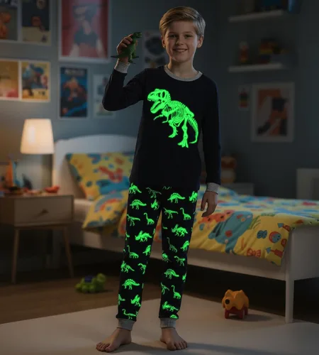 Vista 9 de HONGTEYA Ropa de Halloween para niños y niñas, ropa de esqueleto de algodón para niños pequeños, talla 3-7T