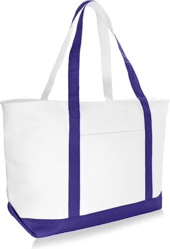 Vista 10 de Bolsa Dalix de 23 pulgadas, calidad superior, 24 oz, bolsa de lona de algodón Blanco