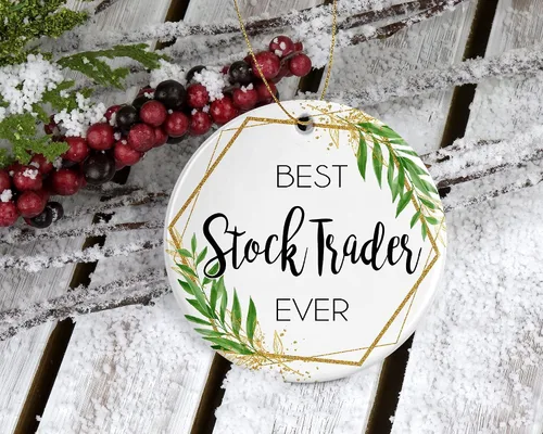 Vista 2 de Adorno de Navidad de Stock Trader – Regalo de Navidad para el comerciante de acciones – El mejor comerciante de acciones del mundo – El mejor