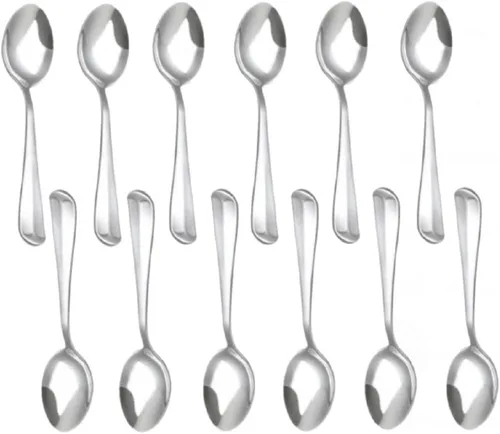 Vista 7 de TrueCraftware - Dakota - Juego de 12 cucharas de caldo de acero inoxidable, cubiertos de acero inoxidable, juego de cubiertos de cocina