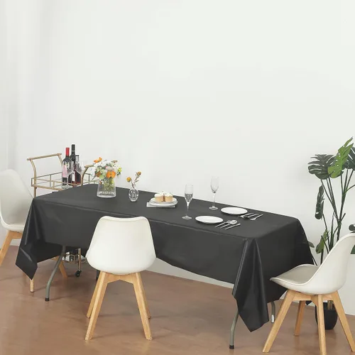 Vista 4 de Paquete de 12 manteles de plástico resistentes, reutilizables., Negro