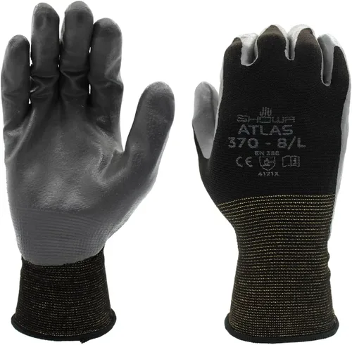 Vista 7 de SHOWA Atlas 370B - Guantes de trabajo profesionales de nitrilo para paisajismo, jardinería y montaje, guantes de uso general