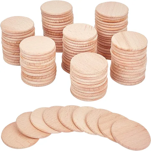 Vista 14 de NBEADS 100 piezas de 40 mm de piezas de madera sin terminar en forma de anillo, adornos circulares blancos antiguos anillos de unión de madera