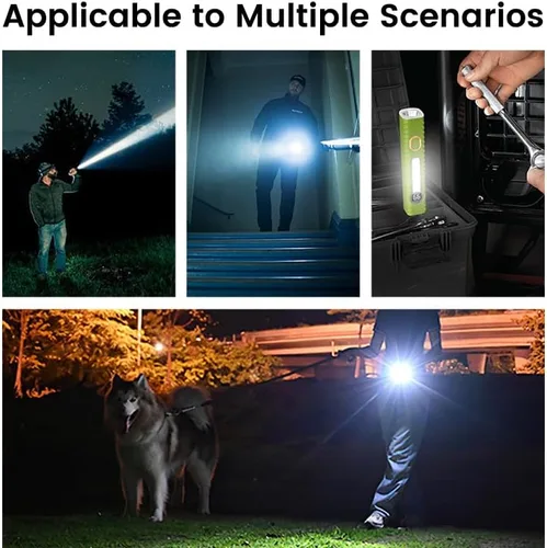 Vista 3 de Linternas recargables con 8 modos, linterna pequeña con pantalla digital LCD, luz de flash EDC de alto lúmenes, linternas LED de mano
