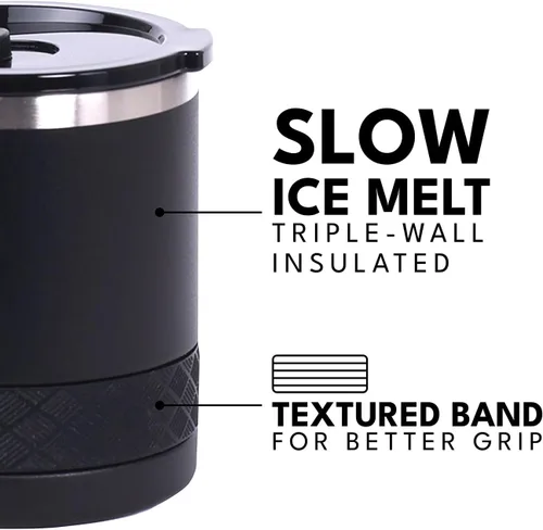 Vista 6 de Elemental Recess Vaso bajo de 10 oz, taza de acero inoxidable de triple pared con tapa de Tritan no fracturable, vaso de whisky aislado, taza