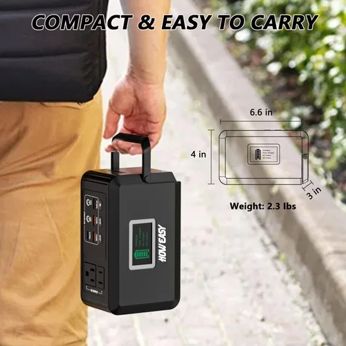 Vista 3 de HOWEASY Estación de energía portátil de 120 W (pico de 240 W), generador solar de campamento de 24000 mAh, banco de energía portátil con 2 salidas