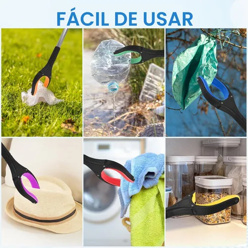 Vista 7 de Herramienta de recolección de basura resistente de 6 piezas - Agarrador telescópico ligero de 32 pulgadas con mango ergonómico, agarre 6
