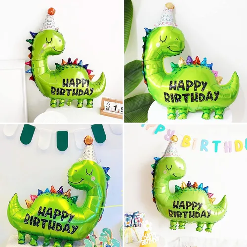 Vista 6 de Globos de cumpleaños de dinosaurio número 2, globo de aluminio de aluminio con el número 2 para fiestas temáticas de dinosaurios, decoración