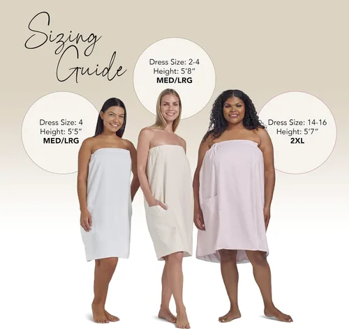 Vista 4 de Boca Terry - Bata de ducha de microfibra para mujer, toalla de baño con broches - ML, talla extragrande 2X, Blanco