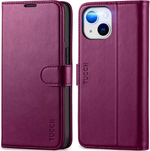 Vista 10 de TUCCH Funda Tipo Billetera para iPhone 13 (6.1") 2021, con Bloqueo RFID, con Soporte para 3 Tarjetas, de Piel Sintética, Tipo Folio