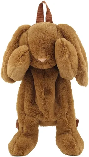 Vista 2 de Kmiunty Linda mochila de peluche con correas ajustables para niñas, Marrón, Viajar