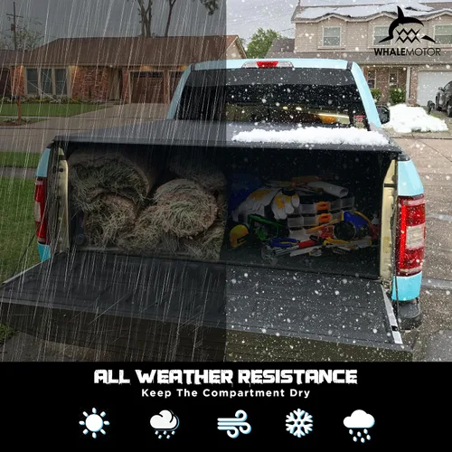 Vista 12 de Funda para tonneau de camioneta compatible con Ford Ranger 2019 2020 2021 2022 2023 5 pies de caja corta, estilo plegable suave (triple pliegue)