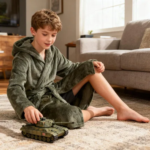 Vista 9 de E.W Apparel Bata de baño de forro polar con capucha para niños, bata suave y mullida para niños pequeños