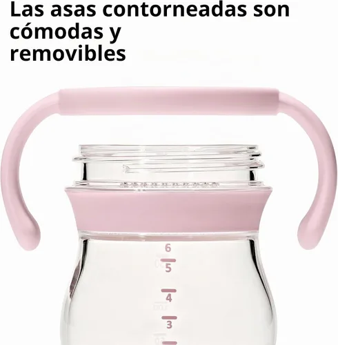 Vista 5 de OXO Tot Transitions - Vaso para sorber de boquilla suave con asas extraíbles, 6 onzas, flor Blossom