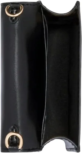 Vista 3 de Mini cartera en una cadena en lienzo distintivo DoradoMarrón Negro