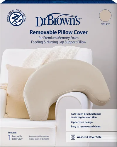 Vista 10 de Dr. Brown's Funda de almohada con soporte para regazo de lactancia y alimentación con biberón, tela cepillada suave, beige suave
