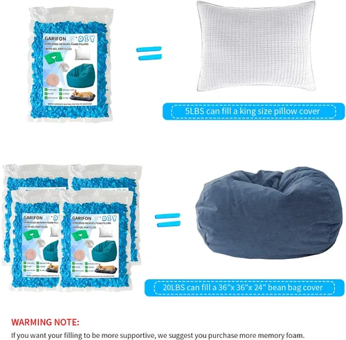 Vista 6 de Relleno para saco de boxeo de 5 libras, relleno de frijoles para almohada y puf, relleno de espuma viscoelástica triturada, relleno para saco