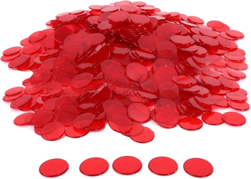 Vista 7 de GSE Games & Sports Expert Blue Bingo Chips, 1,000 piezas de 3/4 pulgadas de alto contraste transparente para juegos de bingo, fiestas