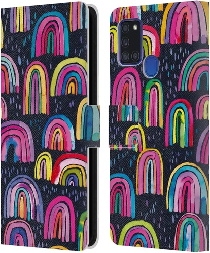 Vista 256 de Head Case Designs Officially Licensed Ninola Brushstrokes Black Summer Patterns Leather Wallet Case Compatible with Samsung Galaxy A07 4G