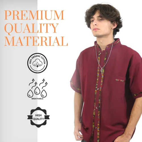 Vista 2 de Camisa tradicional mexicana Toluca para hombre, estilo guayabera, camisas para hombre, para verano, casual, cultural y boda