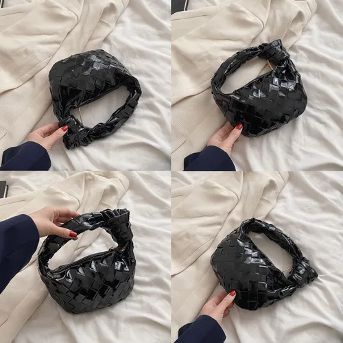 Vista 4 de ELDA Bolso de mano anudado para mujer, bolso de mano de moda, bolso de mano de charol, bolso de nube hecho a mano