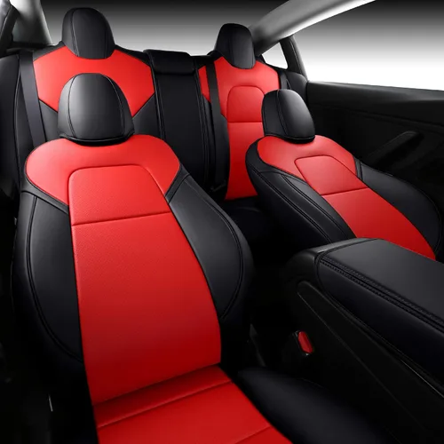 Vista 24 de Funda INCH EMPIRE para asiento de coche, ajuste personalizado para Tesla Model 3, protector de cojín de asiento de cuero sintético para 2017 2018
