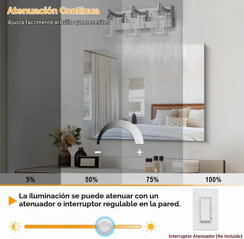 Vista 4 de SineRise - Luz de tocador con 3 modos de color (3000K/4000K/6000K), lámpara de baño LED con protección ocular, lámpara de pared moderna regulable