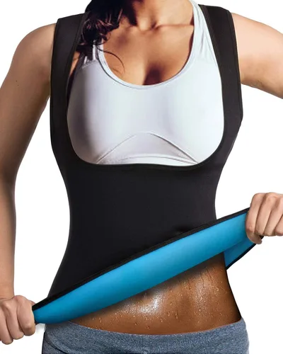 Vista 7 de Chaleco de sauna de neopreno para mujer, entrenador de cintura, sudor caliente, corsé delgado con cremallera, camiseta sin mangas para entrenamiento