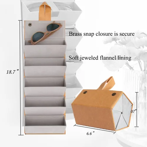 Vista 3 de Estuche para gafas de sol para hombres o mujeres, estuche rígido para lentes múltiples, caja portátil de 5 ranuras para gafas, organizador de gafas