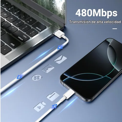 Vista 5 de Cable Carplay de coche para iPhone 17 16 15 Pro Max Plus, paquete de 4 [2x3.3 pies+2x6 pies] Cable Apple USB A a USB C para iPhone 17 16 15 Pro Max