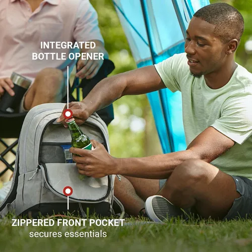 Vista 5 de Coleman Backroads 30-Can Soft Cooler Backpack, Leak-Proof Portable Insulated Backpack Cooler, Keeps Contents Cold up to 24Hrs, Built-in Bottle Opener