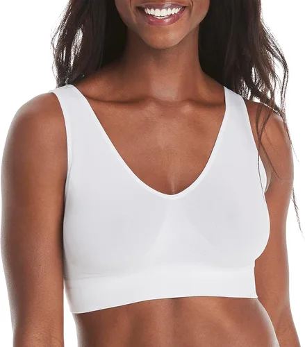 Vista 12 de Brasier inalámbrico Hanes para mujer, cómodo, de cobertura completa, con cierre de tiras, Brasier sin costuras estilo camiseta Negro