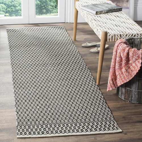 Vista 5 de SAFAVIEH Colección Montauk - Alfombra decorativa de 2 pies 3 pulgadas x 4 pies, color marfil y negro, hecha a mano de algodón estilo bohemio rural