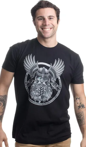 Vista 3 de Odin Camiseta de Thor nórdico de la mitología nórdica de Dios Valkyrie Valhalla Viking Raven