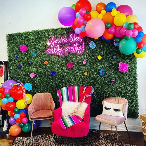 Vista 4 de Kit de arco de guirnalda de globos de fiesta de 16.3 pies para fiesta temática mexicana, arco iris, cumpleaños, cumpleaños, despedida de soltera