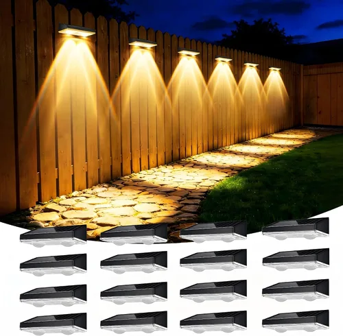 Vista 16 de Luces solares para valla al aire libre, paquete de 6 luces de valla Negro
