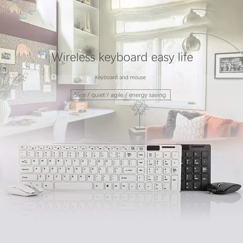 Vista 6 de Combo de teclado y mouse sin cables, teclado silencioso y silencioso, portátil, máquina de escribir, teclados sin cables, mouse, combo de accesorios