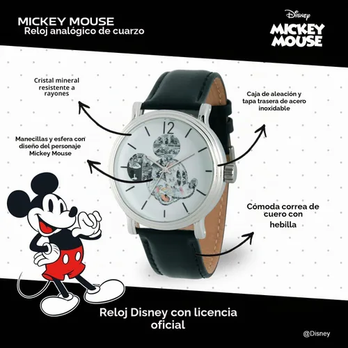 Vista 2 de Disney Mickey Mouse Articulating Hands Watch for Men - Classic Mickey Watches for Men, Perfect Inspired Timepiece Him - Stylish Watch with White