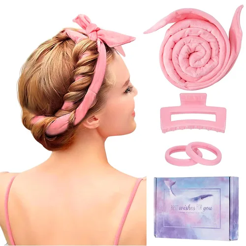 Vista 10 de Flylipu Diadema de Varilla Rizadora sin Calor, Mejorada de 60" Extra Larga, Rizadores de Cabello Suaves para Dormir, Rizos sin Calor para Niñas