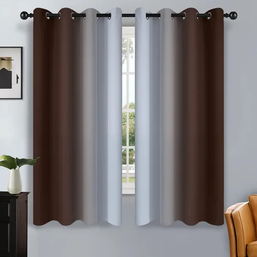 Vista 68 de SimpleHome Cortinas degradadas degradadas para oscurecer la habitación de 36 pulgadas de largo para dormitorio, con ojales y bloqueo de luz Negro