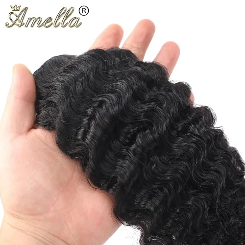Vista 3 de Amella Paquetes de cabello humano rizado birmano con extremo en espiral de 14 pulgadas, 3C4A, 100% sin procesar, virgen, birmano, extensiones