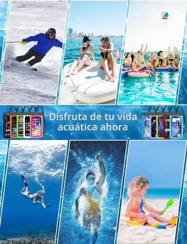 Vista 2 de Bolsa impermeable para teléfono, paquete de 2 fundas impermeables para teléfono blanco y negro, bolsa seca para teléfono celular, nivel